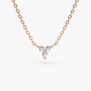 0.09CTW Round Cut Diamond Trio Cluster Necklace