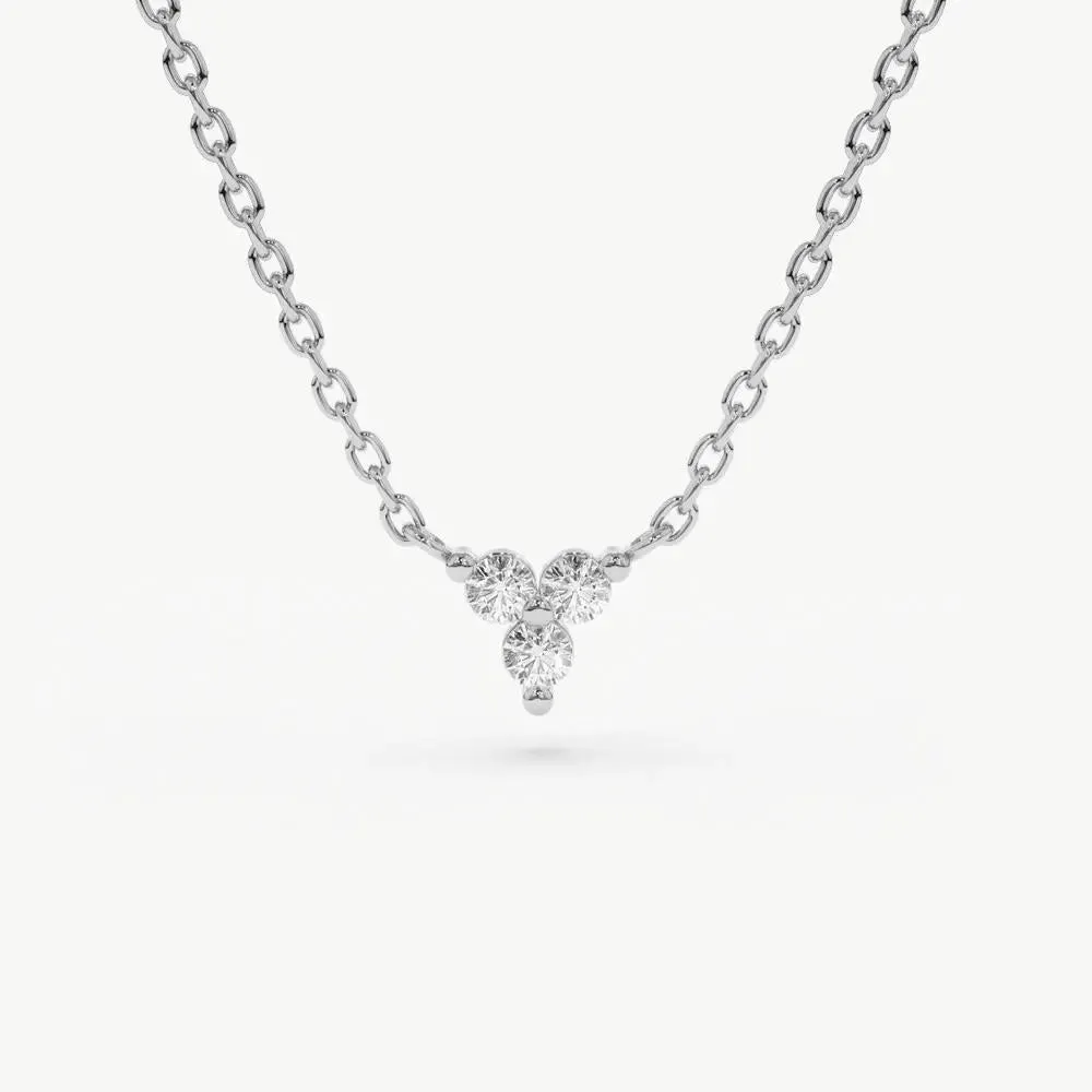 0.09CTW Round Cut Diamond Trio Cluster Necklace