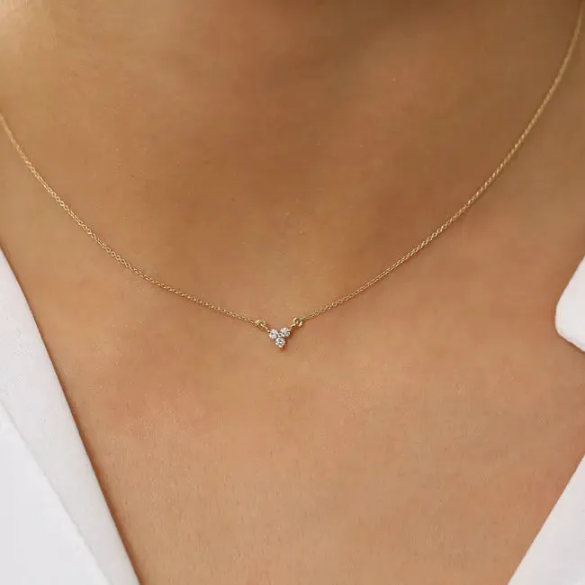 0.09CTW Round Cut Diamond Trio Cluster Necklace