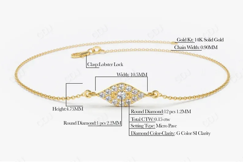 0.15CTW Moissanite Evil Eye Diamond Bracelet