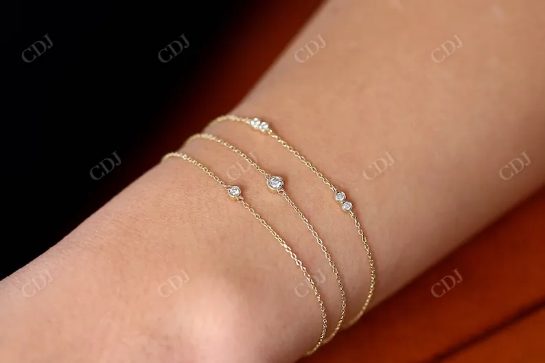 0.16CTW Moissanite Bezel set Round Diamond Bracelet