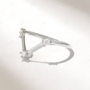 0.18CTW Three Stone Lab Grown Diamond Chevron Ring