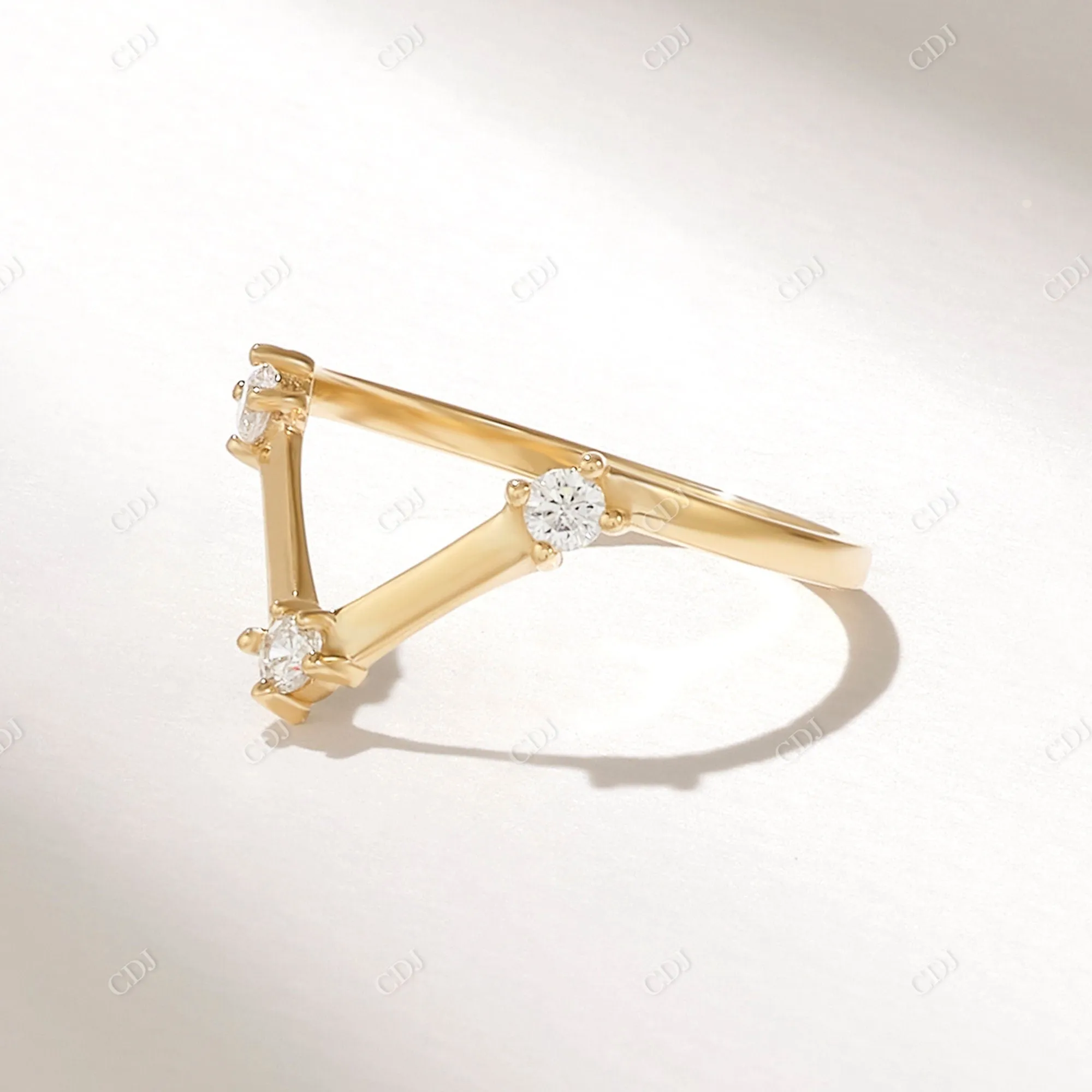 0.18CTW Three Stone Lab Grown Diamond Chevron Ring