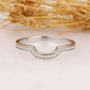 0.20CTW Round Channel Set Curved Diamond Wedding Band