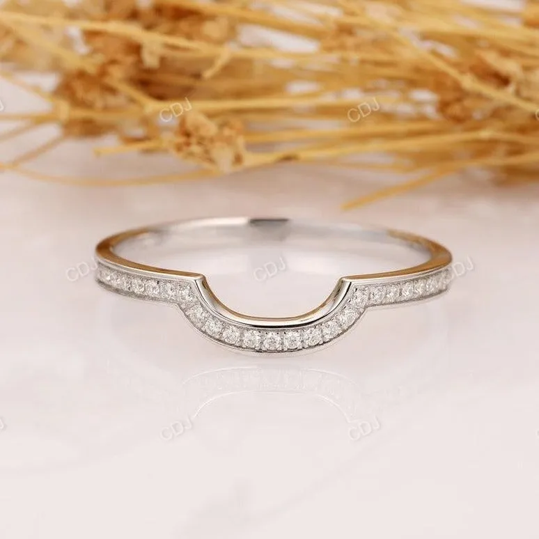 0.20CTW Round Channel Set Curved Diamond Wedding Band