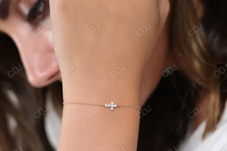 0.21CTW Moissanite Mini Cross Diamond Bracelet