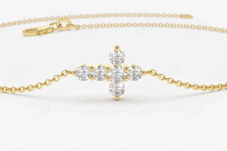 0.21CTW Moissanite Mini Cross Diamond Bracelet