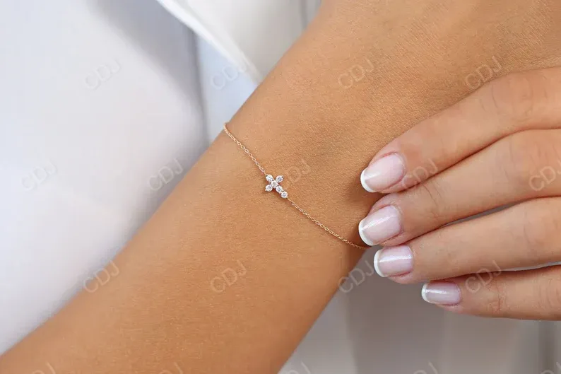 0.21CTW Moissanite Mini Cross Diamond Bracelet