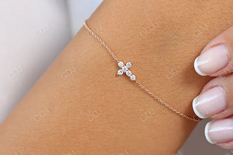 0.21CTW Moissanite Mini Cross Diamond Bracelet