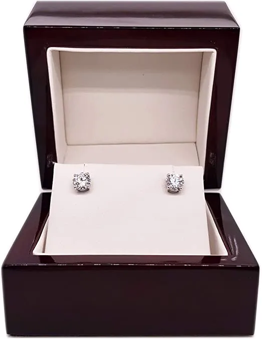 1.00 CTW Diamond Stud Earrings, AGI Certified VS/SI Clarity E-F Color, Set in 14K Gold (Lab Grown)