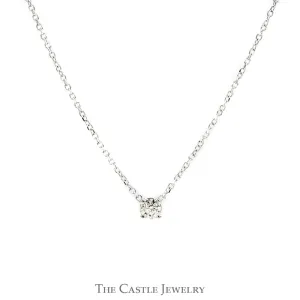 .10ct Diamond Solitaire Pendant on 21 inch 14k White Gold Chain