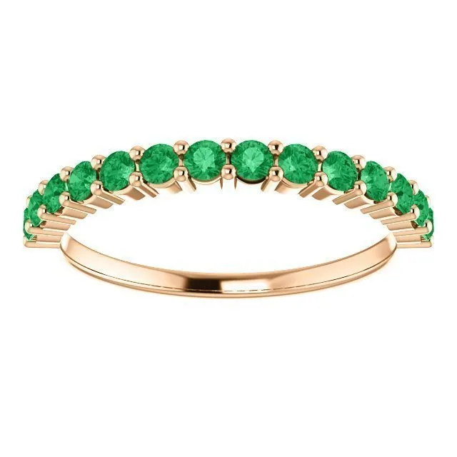 14KT GOLD 0.56 CTW ROUND EMERALD SHARED PRONG RING