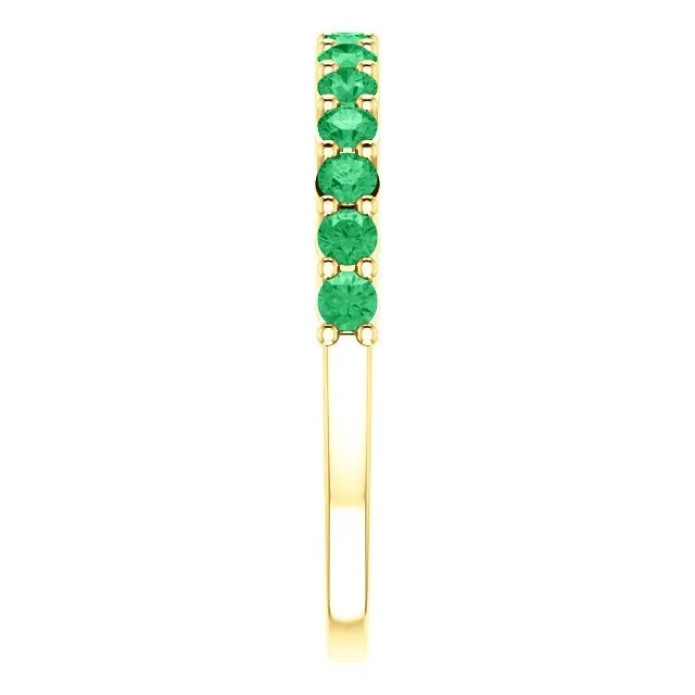 14KT GOLD 0.56 CTW ROUND EMERALD SHARED PRONG RING