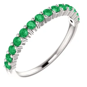 14KT GOLD 0.56 CTW ROUND EMERALD SHARED PRONG RING