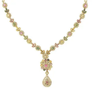 3 PIECE POLKI NECKLACE SET WITH PRECIOUS STONES