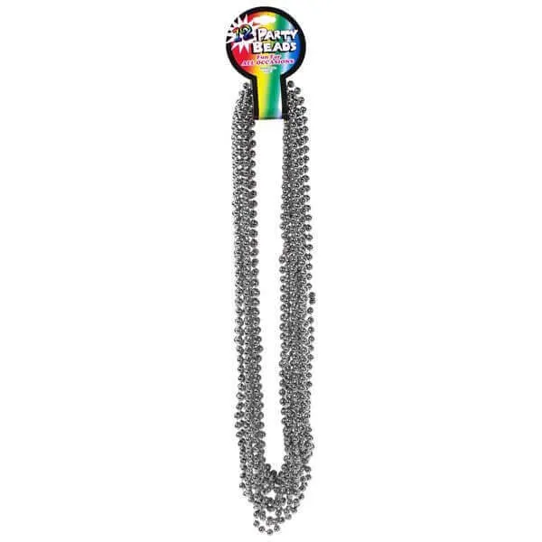 33" Silver Metallic Bead Necklaces (12 pack)