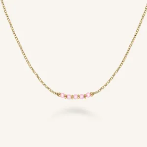 5 Stone Necklace Pink