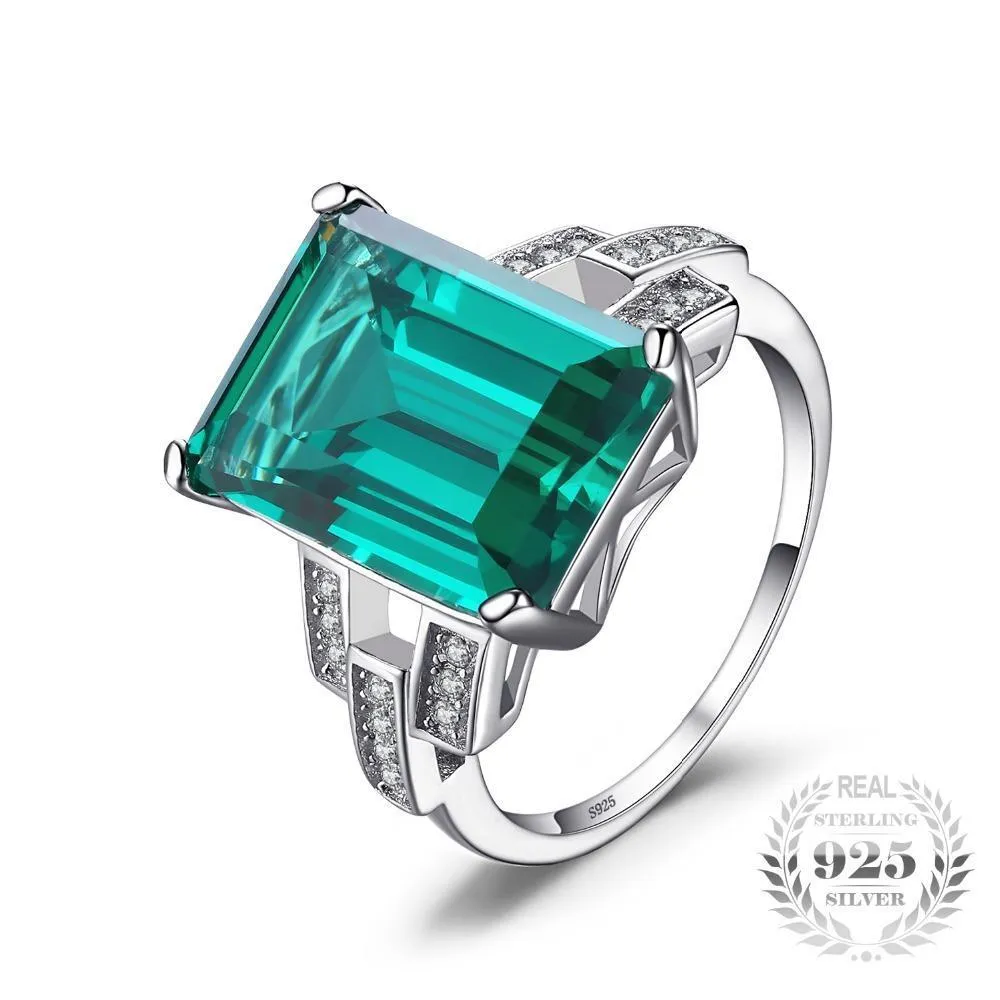 5.9ct Sterling Silver Emerald Cocktail Ring