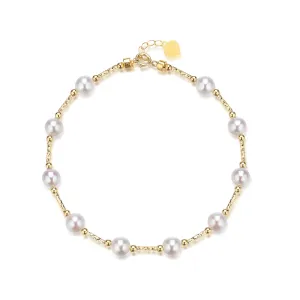 6-7mm Freshwater Pearl Tincup Bracelet 18K Gold