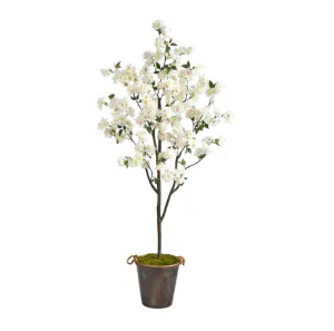 6' Artificial Cherry Blossom Tree in Decorative Metal Pail with Rope - Low Maintenance, Life-Like & Vibrant Silk Trees For Busy People.