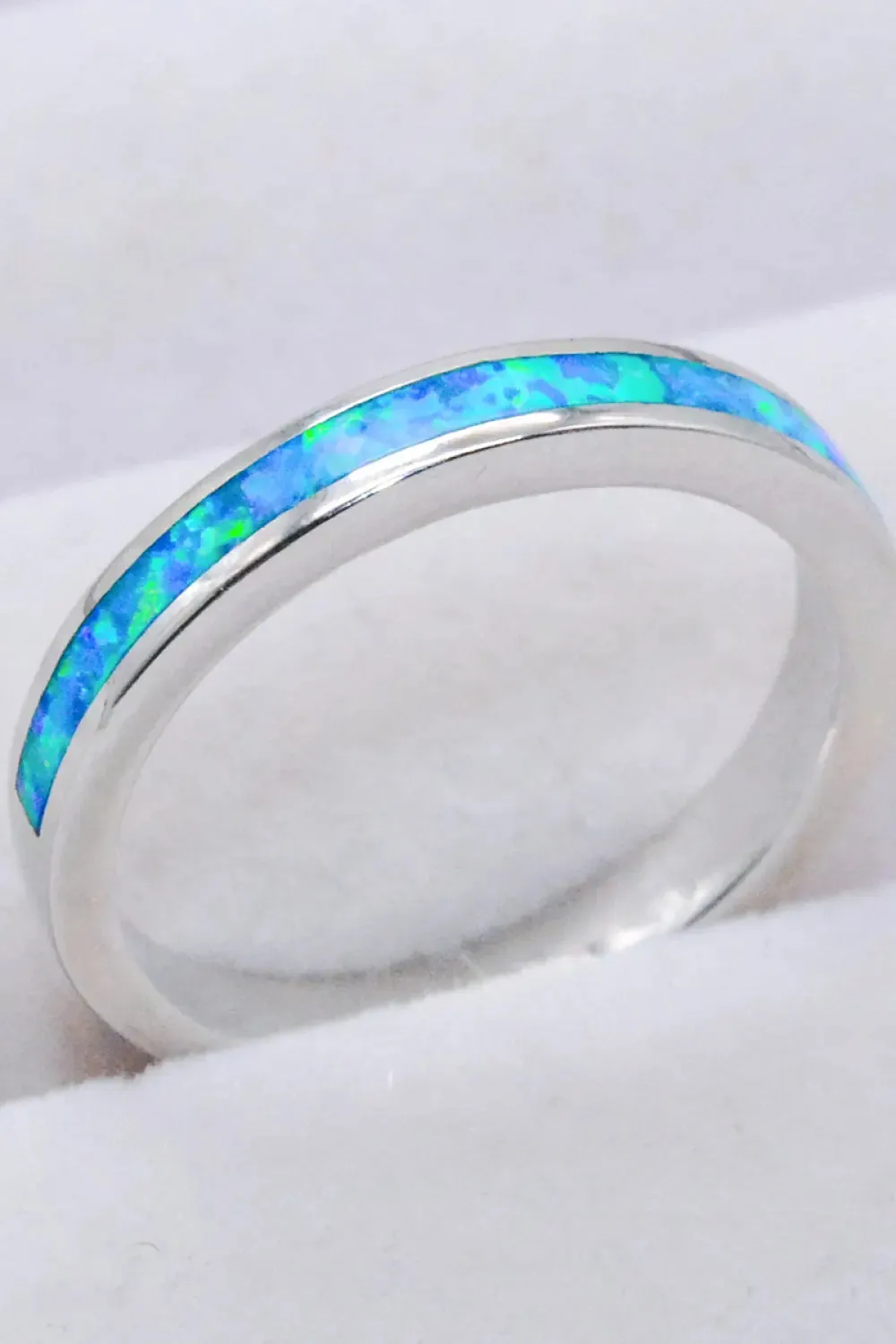 925 Sterling Silver Opal Ring in Sky Blue