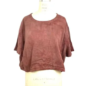 Allyn Boxy Tee in Burgundy Cotton Double Gauze