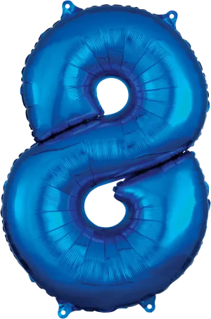 Anagram - 26" Number '8' Mylar Balloon - Blue