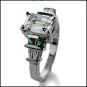 Anniversary Emerald 1 Ct Emerald Princess Cubic Zirconia Cz Ring