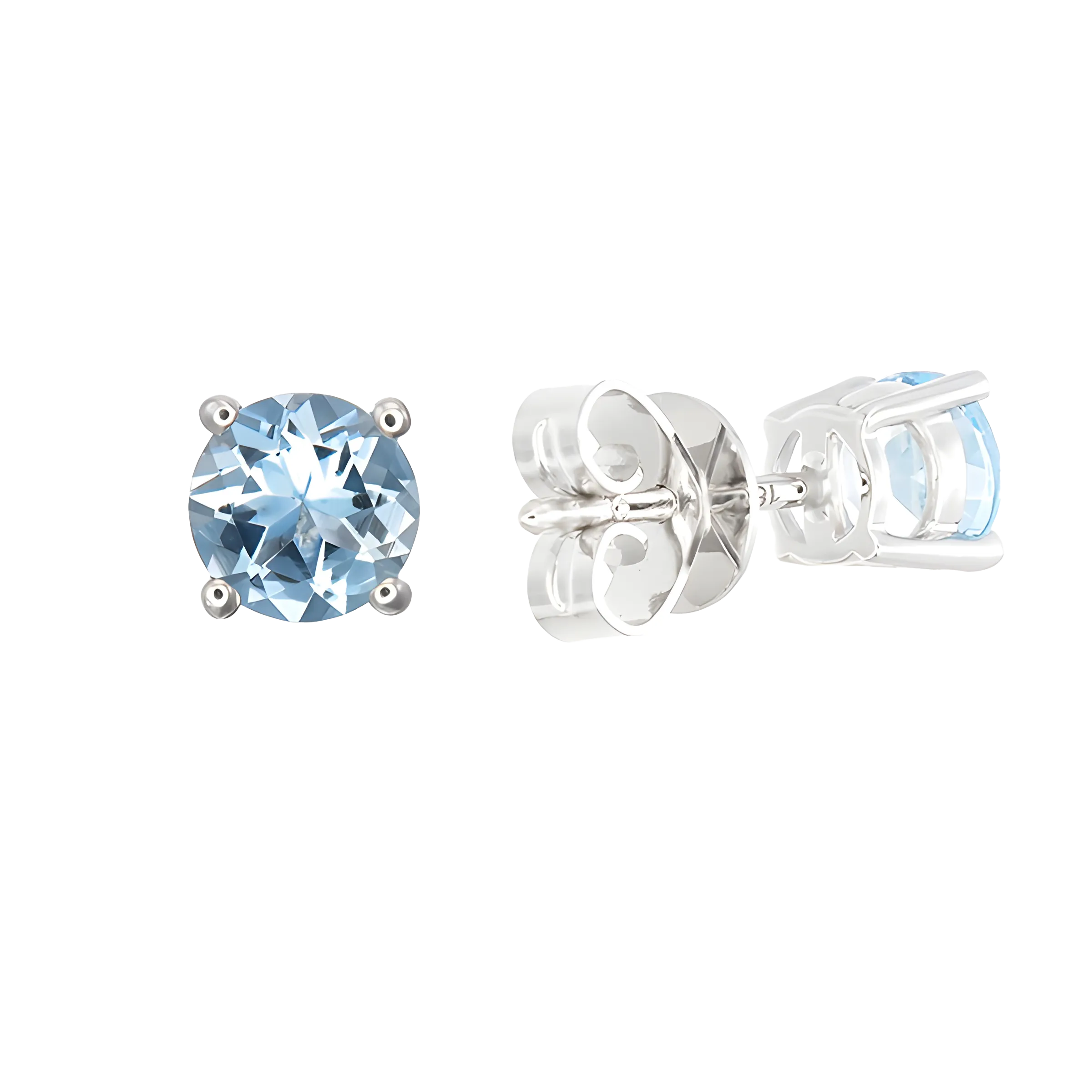 Aquamarine Stud Earrings in 18k White Gold