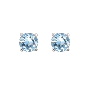 Aquamarine Stud Earrings in 18k White Gold