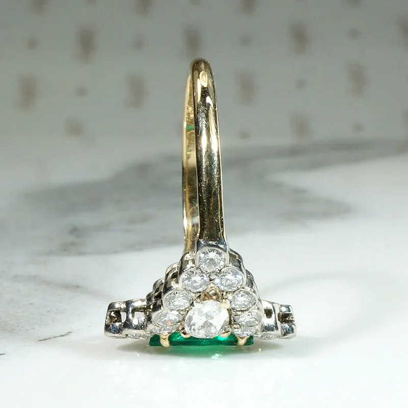 Awe Inspiring Marquise Emerald & Diamond Ring