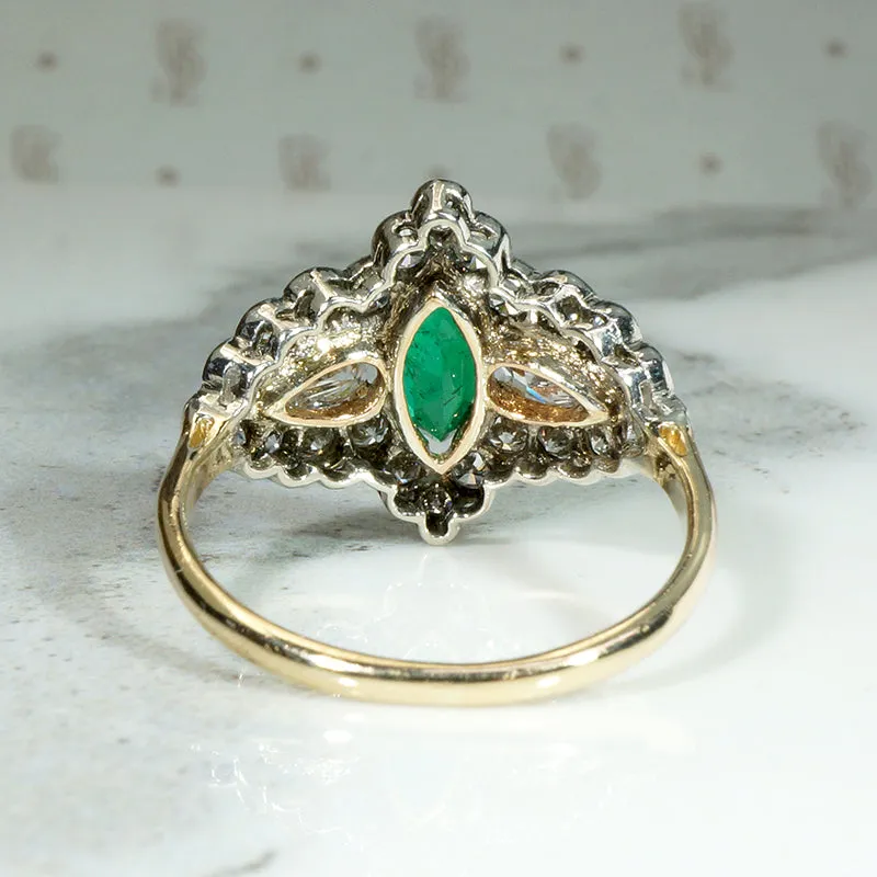 Awe Inspiring Marquise Emerald & Diamond Ring