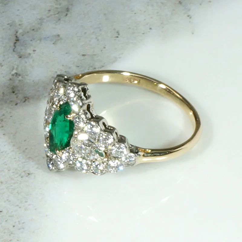 Awe Inspiring Marquise Emerald & Diamond Ring