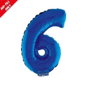 Balloon on Stick - 16" Blue Number 6