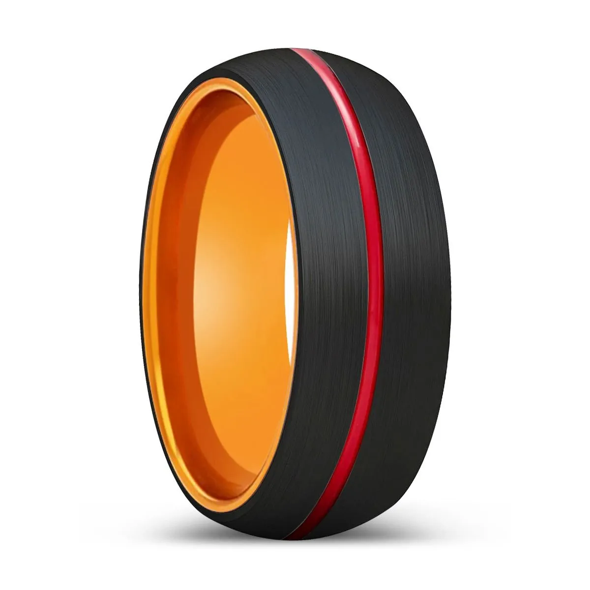 BALTAZAR | Orange Ring, Black Tungsten Ring, Red Groove, Domed