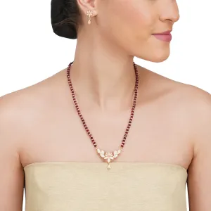 Basant Rose Gold Plated Zircon Lotus Necklace Set