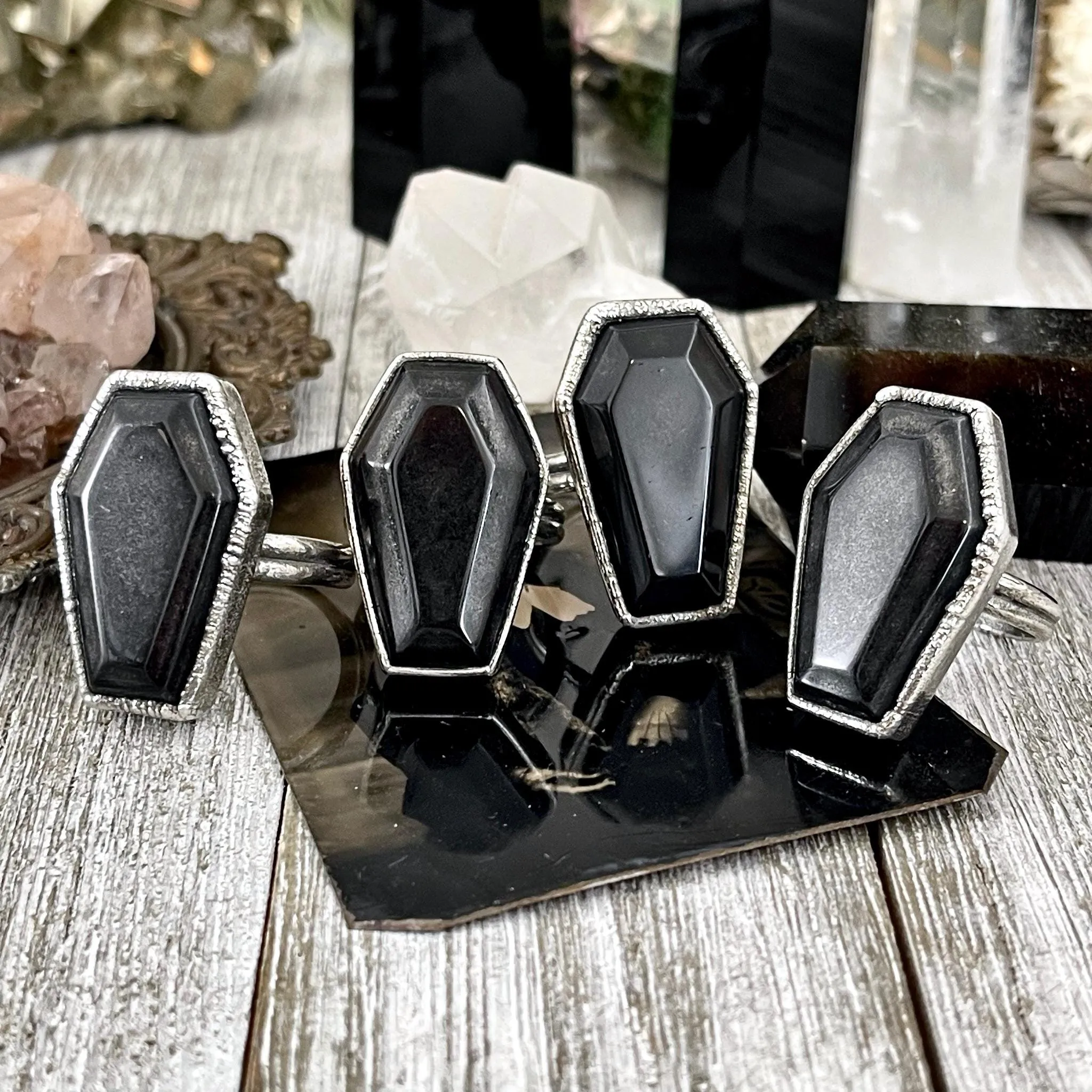 Black Onyx Coffin Ring Size 6 7 8 9 10 11 / Foxlark Collection