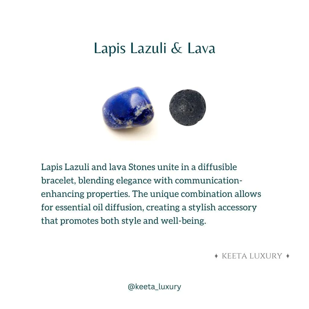 Blue Night - Lapis Lazuli and Lava Bead Bracelet