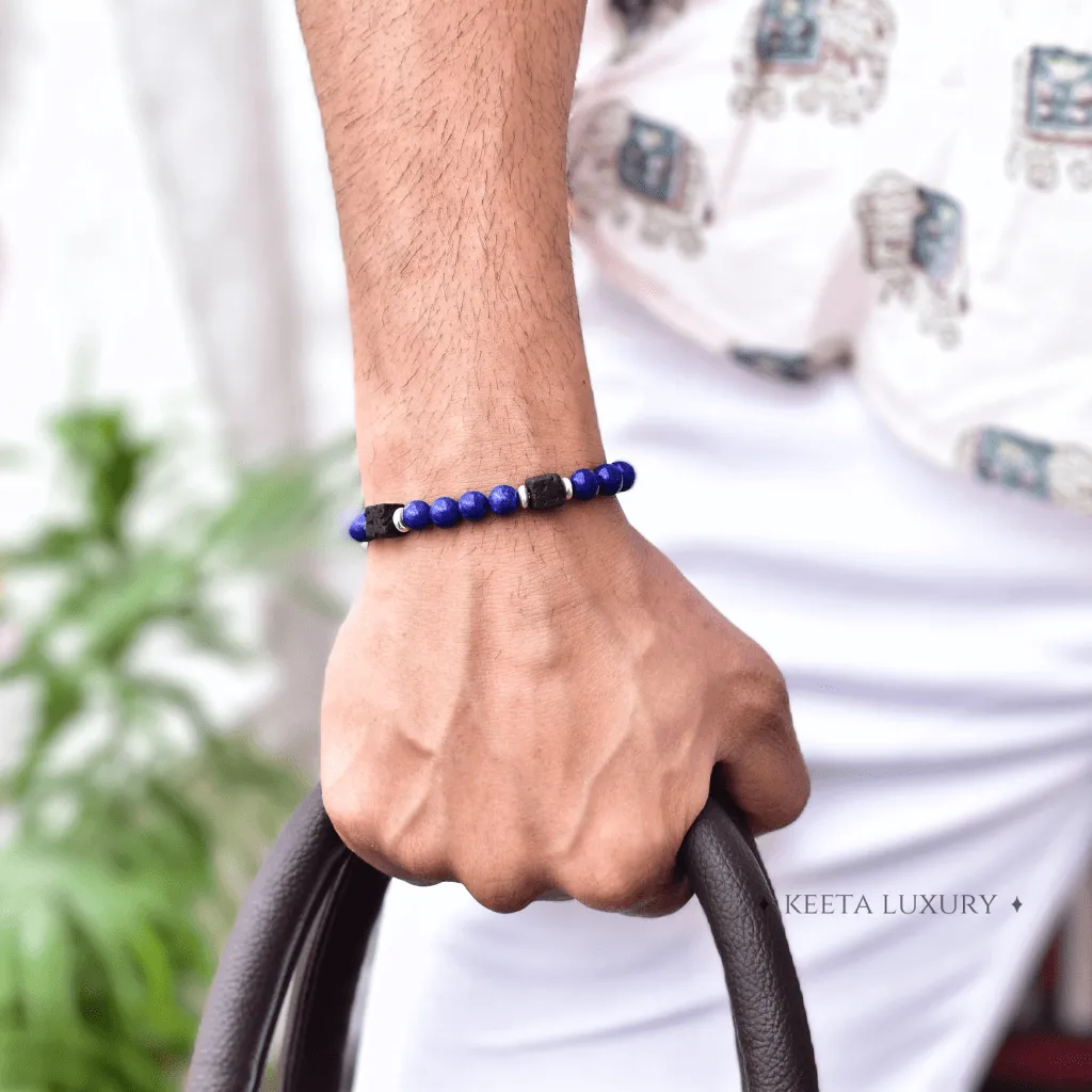 Blue Night - Lapis Lazuli and Lava Bead Bracelet