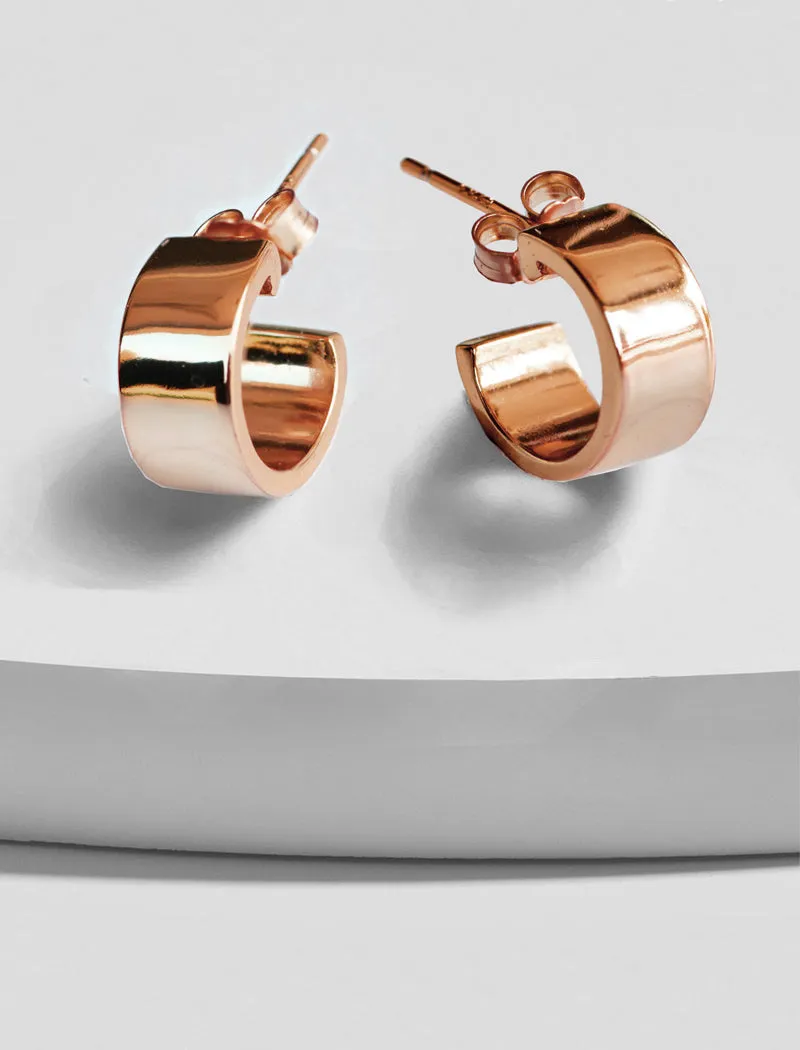 BOSS 18K Rose Gold Over Sterling Silver Chubby Mini Hoop Earrings