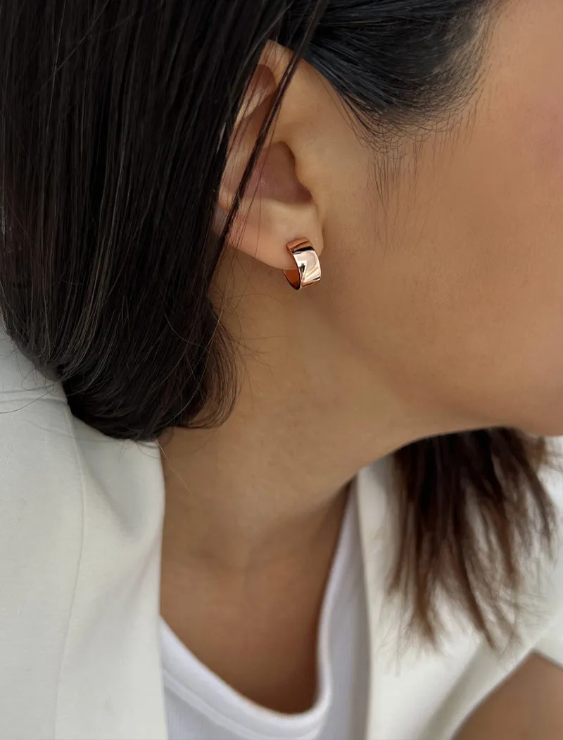 BOSS 18K Rose Gold Over Sterling Silver Chubby Mini Hoop Earrings