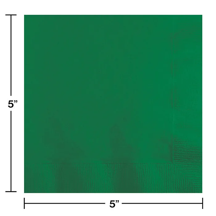 Bulk Pack of 100 Emerald Green Beverage Napkins 2Ply