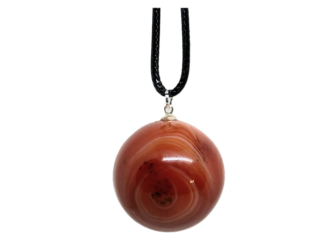 Carnelian Crystal Sphere Necklace