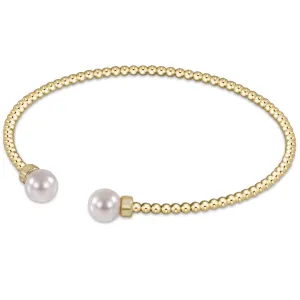 Classic Gold 2mm Bead Cuff - Pearl