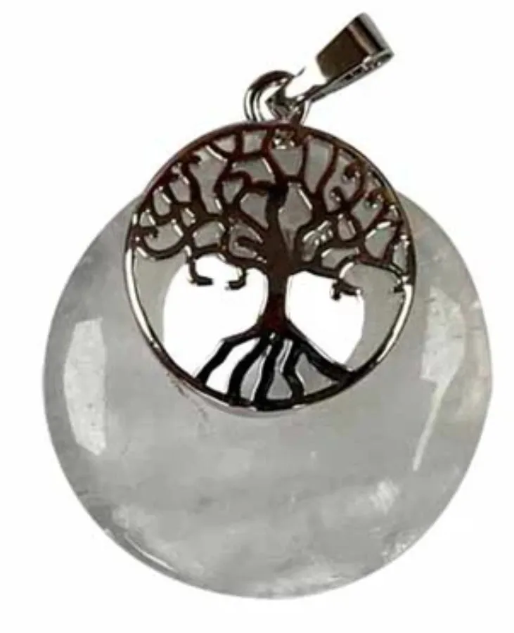 Clear Quartz Round with Tree of Life Pendant by HarleyRae