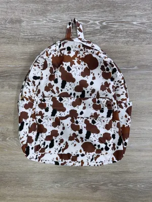 Cow Print Brown & White Kids' School Backpack