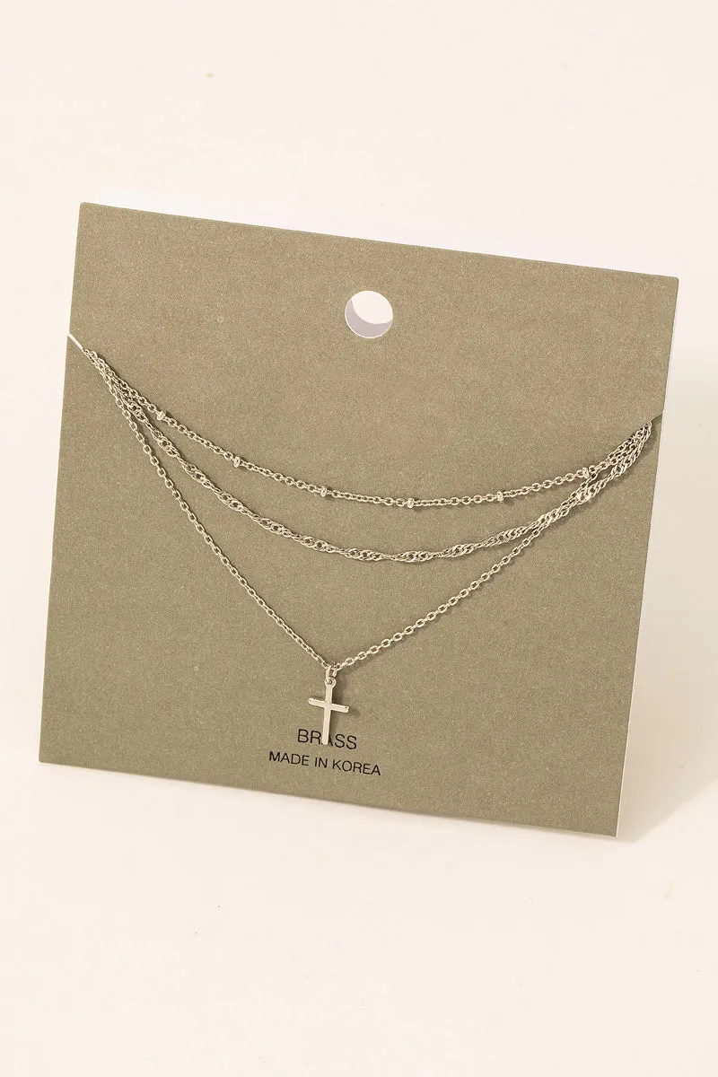 Cross Pendant Layered Dainty Chain Necklace