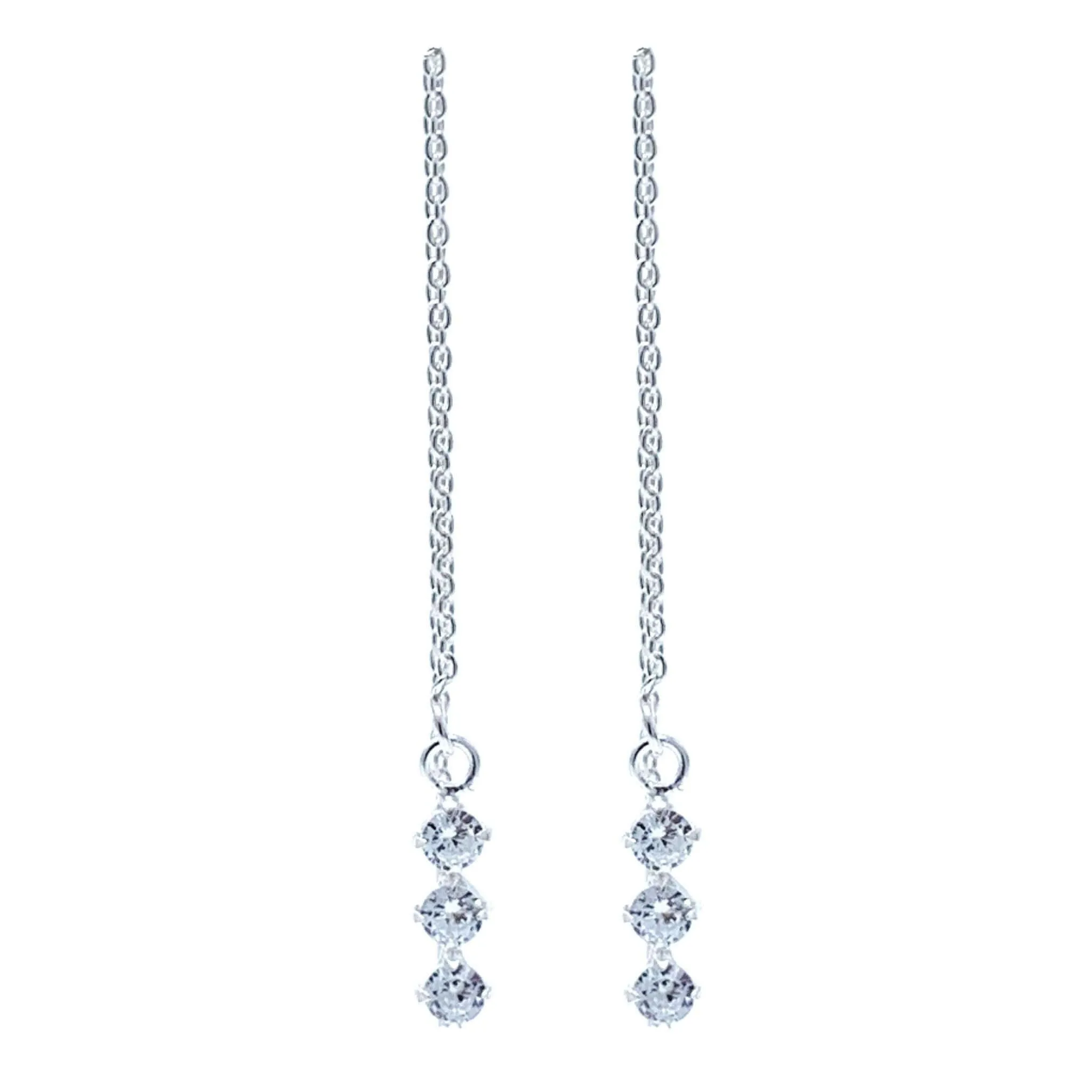 Cubic Zirconia Sterling Silver Threader Earrings