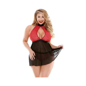 Curve Valentina Babydoll Red/Black 1X/2X