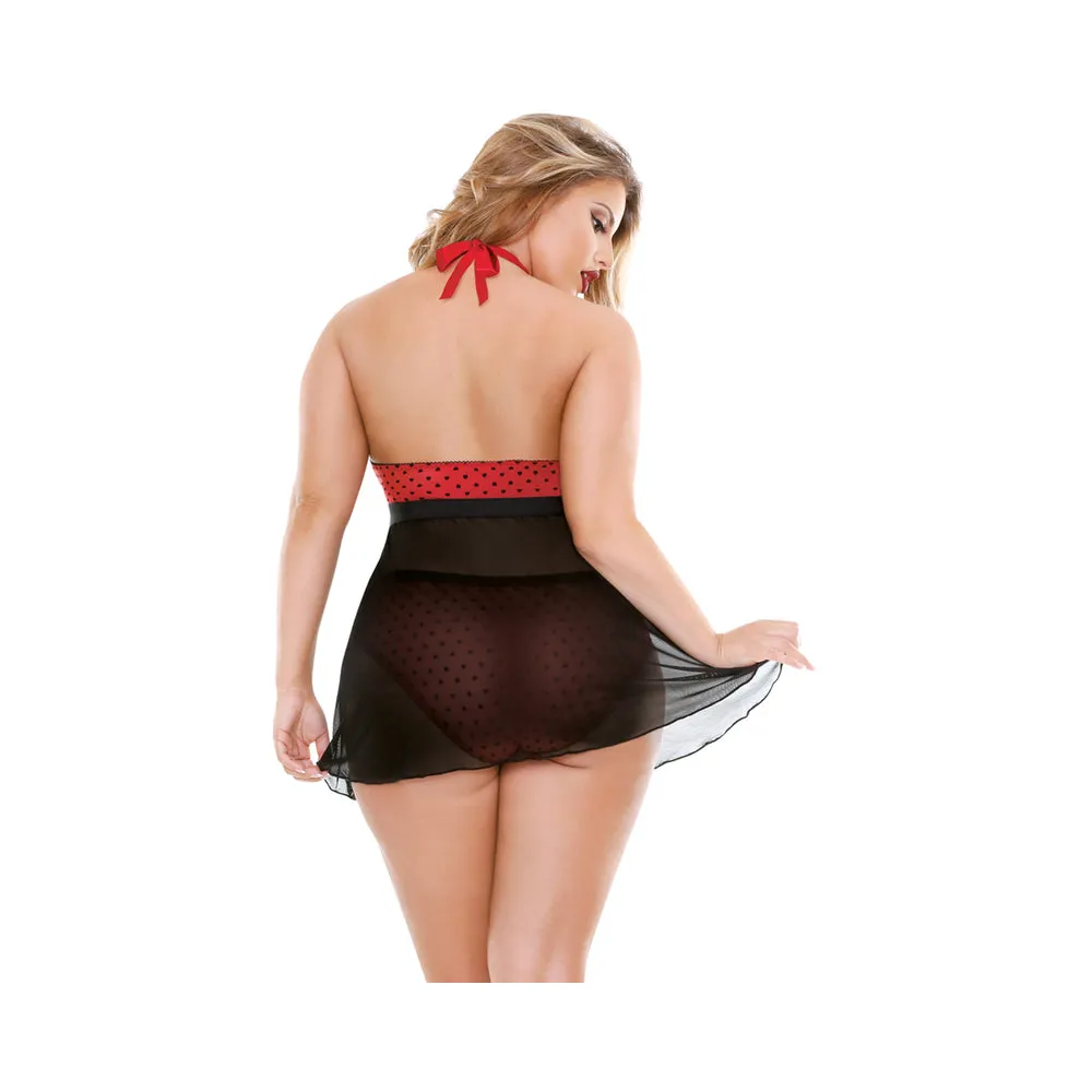 Curve Valentina Babydoll Red/Black 1X/2X